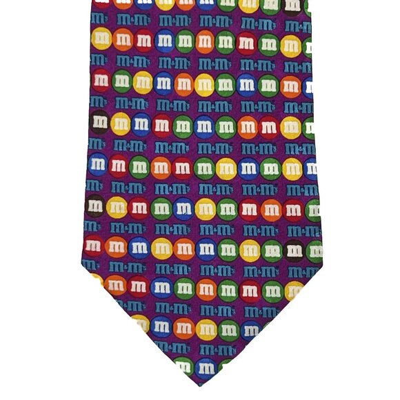 '90s Vintage Handmade Silk M & Ms Planet Mars Iconic Pop Collectible Tie - Picture 3 of 6